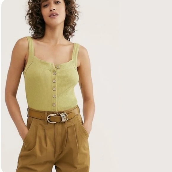 Free People Tops - Green Free People Bridgette‎ Ribbed Tank size XS